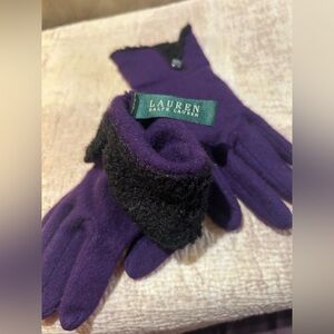 Ralph Lauren Purple Gloves with Black Trim